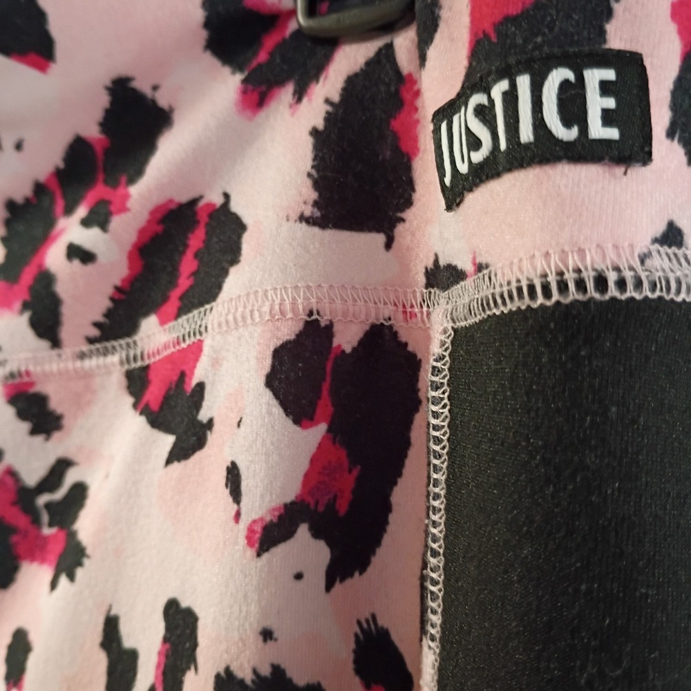 Justice Girls Active Pink & Black Leopard Print Tech Pocket Leggings XL 16P/18P - Picture 5 of 6